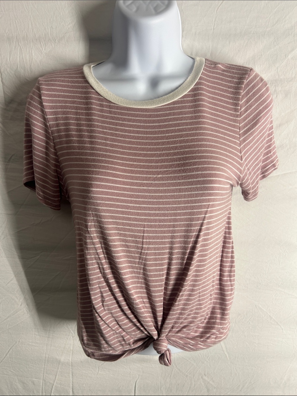 Charlotte Russe Dusty Rose Stripe Knot Tee